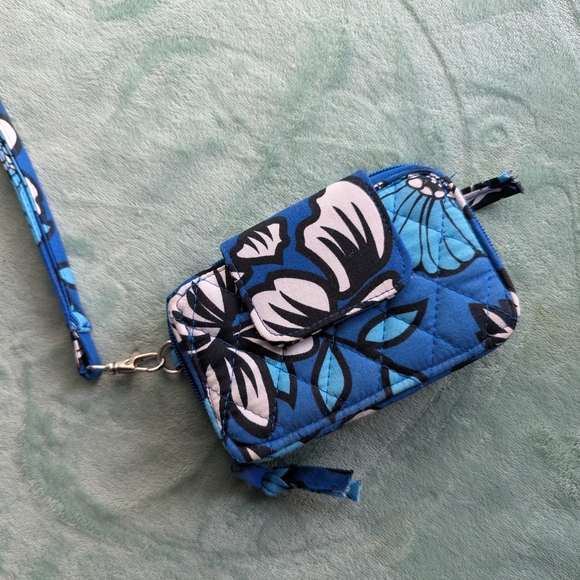 Vera Bradley Handbags - Vera Bradley Blue and Black Floral Quilted Wallet